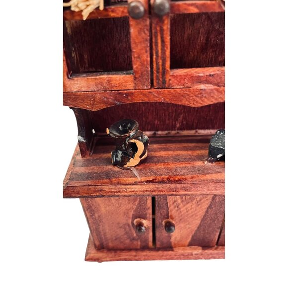 Vintage Handmade Miniature Kitchen Cabinet Chest Primitive Doll House 4"x 5.5" - Picture 4 of 16